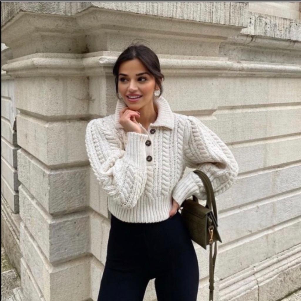 Zara Nwt Bloggers Fav Jewel Cable Knit Sweater